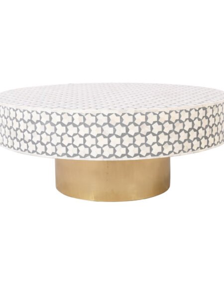 Geometric Bone Inlay Coffee Table – 100x100x45 cm – Pearl Furniture House