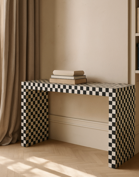 console-table-white-bone-inlay-black-checkerboard